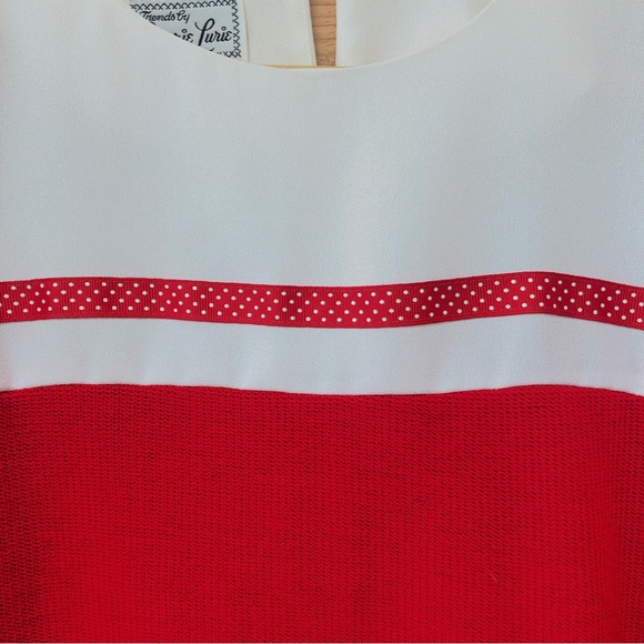 Vintage 1960’s Jerrie Lurie red white sweater, polka dot trim, see measurements - Picture 3 of 6